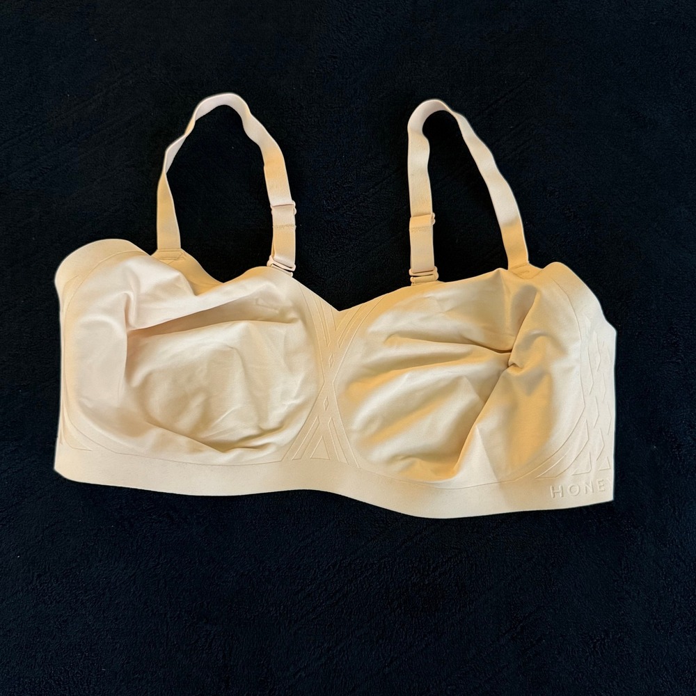 Honeylove Crossover Bra Sand Beige Wire-Free Seamless Support Size M+‎